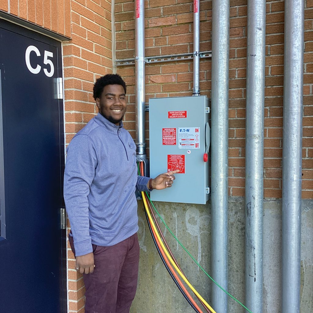 EXTENDED STAY:  Josh Ongera landed an internship with The Rise Group in Cranston after applying through the R.I. Office of Energy Resources’ Clean Energy Internship program that was extended from 12 weeks to the full 2024 school year. COURTESY THE RISE GROUP