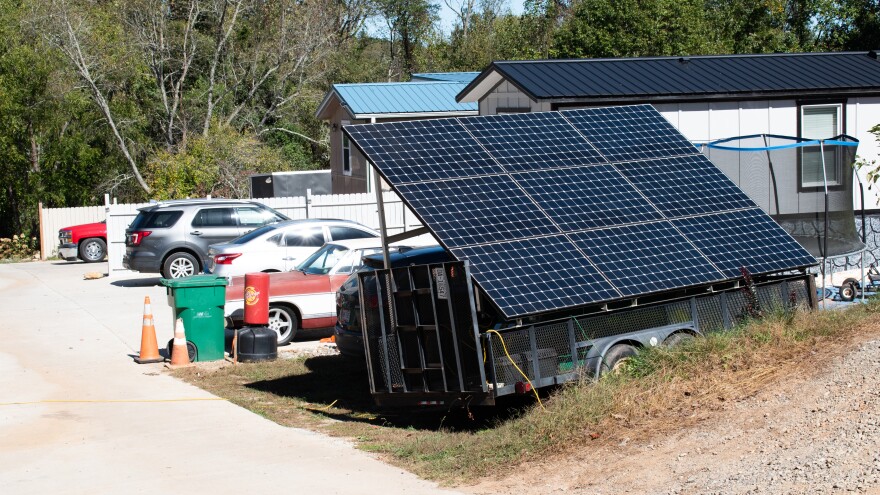 Brian Hollister parked this solar trailer in Meadowood Mobile Home Park in Asheville to help residents power the essentials until they could reconnect to the grid.