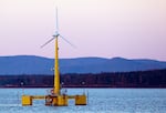 FILE - This Friday, Sept. 20, 2013 file photo shows the University of Maine's prototype wind turbine generator off the coast of Castine, Maine. It was the first U.S. floating wind turbine. In the decade since, most offshore wind projects have been fixed to the sea bed. The Biden administration proposed a floating project off the coast of Southern Oregon.