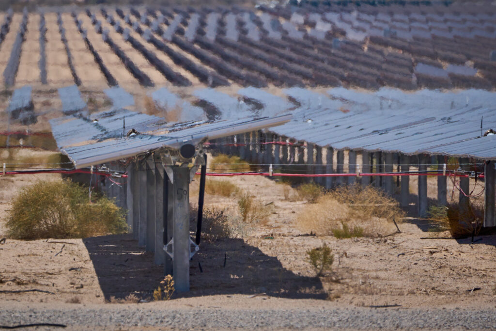 Heat radiates off of the panels of one of the solar farms in Desert Center, Calif. Credit: Alex Gould