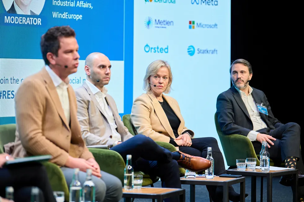 Left to right: Stephane Pirotte of Engie, Ouafik El Kasmioui of Borealis, Natasha Luther-Jones of DLA Piper and Luis López-Polín of LevelTen Energy.