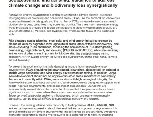 IUCN WCPA Technical Note No.19 Renewable energy and implications for protected and conserved area downgrading, downsizing, degazettement, and delisting: guidance to address climate change and biodiversity loss synergistically