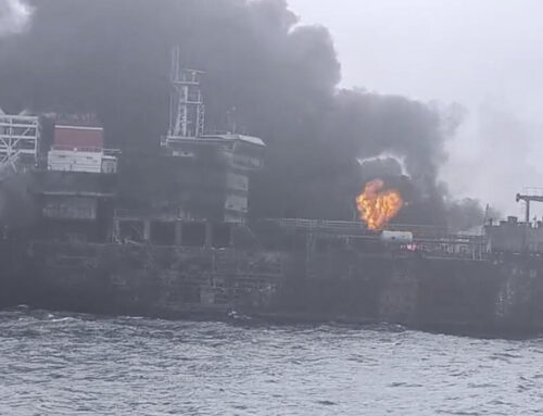 Fiery collision of fuel tanker and ship with toxic chemicals sparks environmental fears