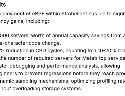 Meta’s eBPF-Powered Strobelight Software Reduced CPU Cycles By 20%