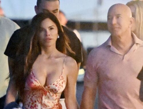 Lauren Sanchez turns up the heat in plunging satin dress on dinner date with beau Jeff Bez