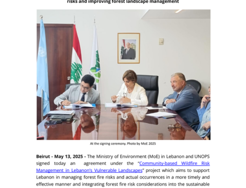 UNOPS to support Lebanon’s Ministry of Environment with reducing wildfire risks and improv