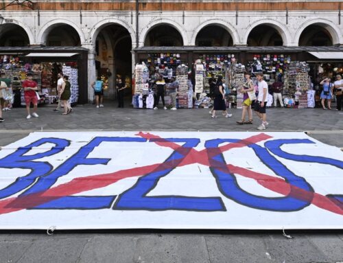 Venice Locals Protest Jeff Bezos, Lauren Sanchez Wedding: ‘No Space for Bezos’
