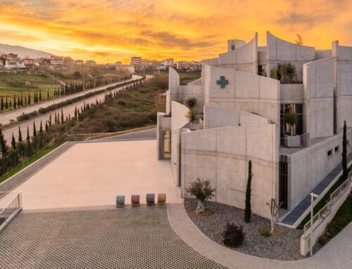 Curved concrete walls create “open environment” at vet hospital
