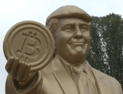 Golden Trump statue holding Bitcoin placed outside US Capitol