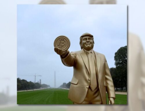 Golden statue of Trump holding bitcoin appeared outside US Capitol