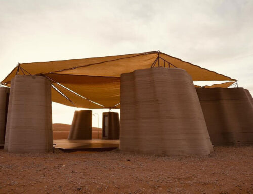 3D printed concrete habitat shelters reforestation volunteers from mongolia’s desert envir