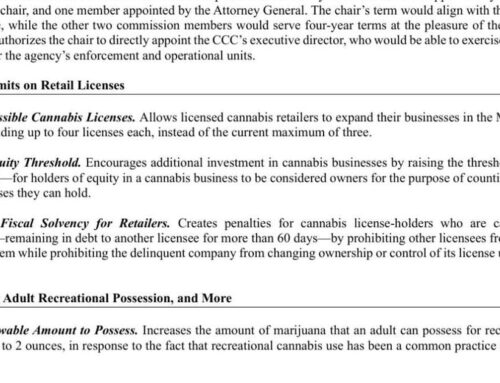Cannabis Commission reform bill emerging in Senate