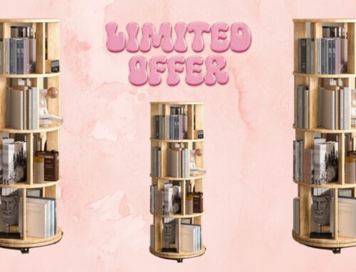 Amazon shoppers can grab 15% off this 4-Tier Solid Wood Rotating Bookshelf for limited tim