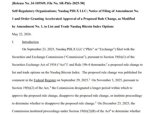 SEC approves Nasdaq to list Bitcoin index options on the exchange
