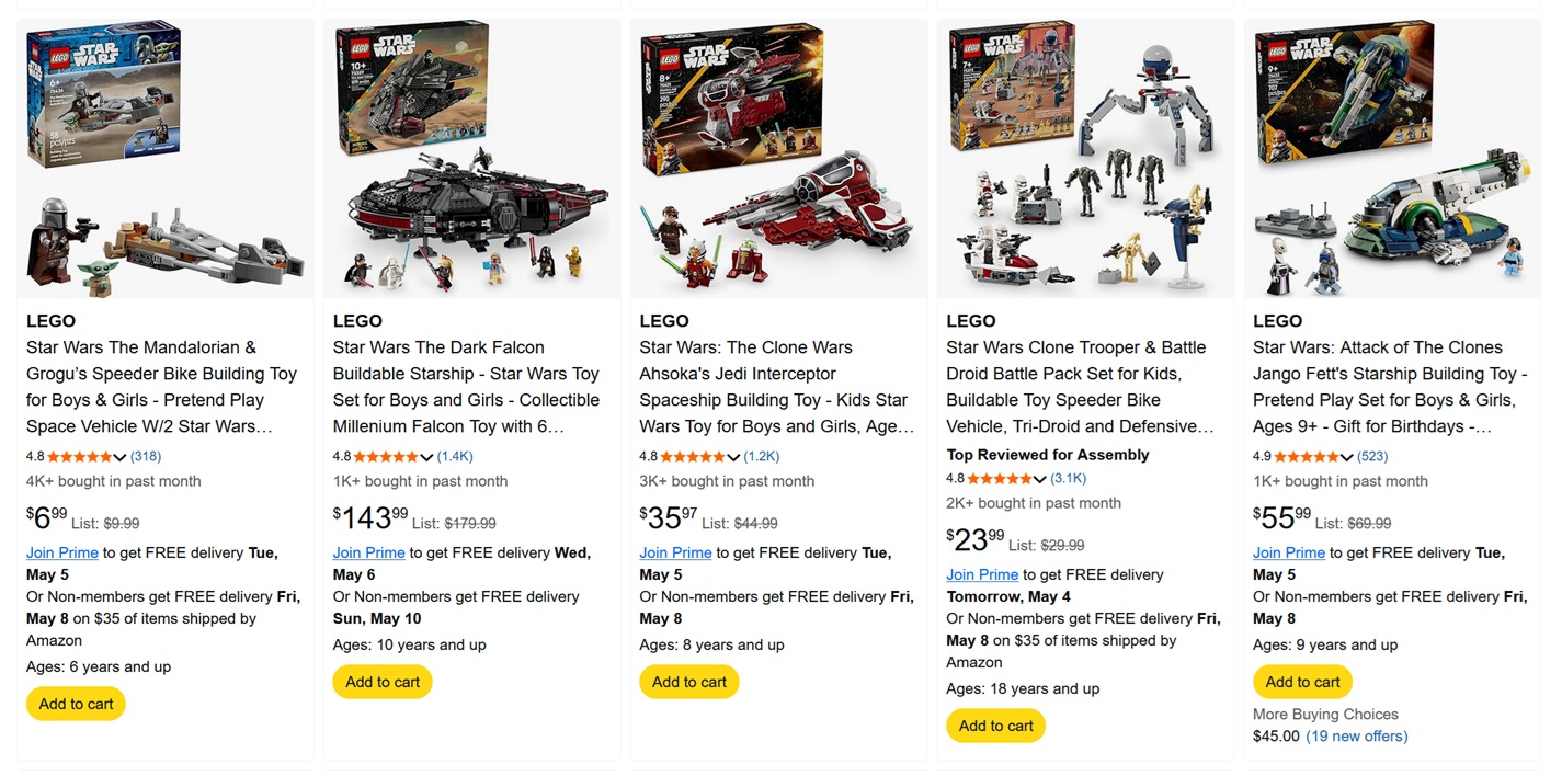 LEGO Star Wars Amazon May the 4th Deals