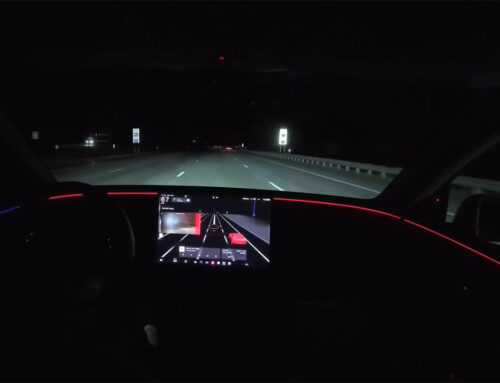 2026 Tesla Spring Update feature: watch the blind spot warning accent lights in action