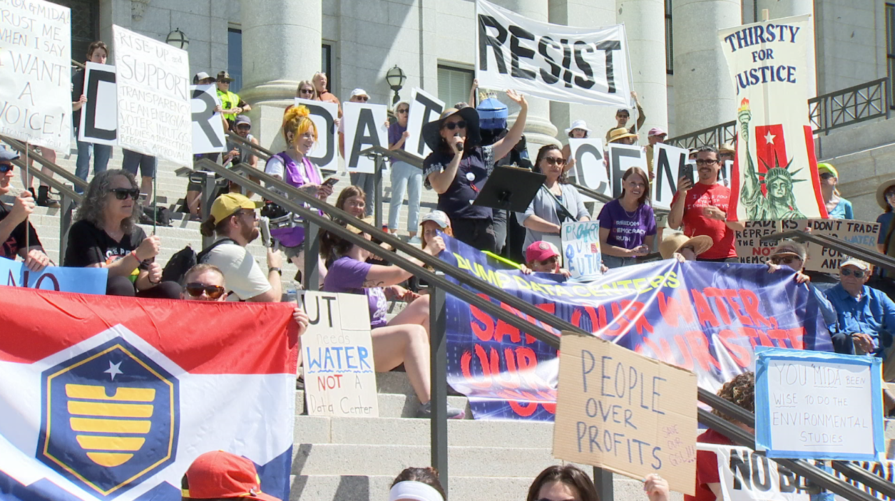 ‘They sold us out for nothing’: Environmental groups protest proposed Stratos Project at Utah Capitol ‘They sold us out for nothing’: Environmental groups protest proposed Stratos Project at Utah Capitol