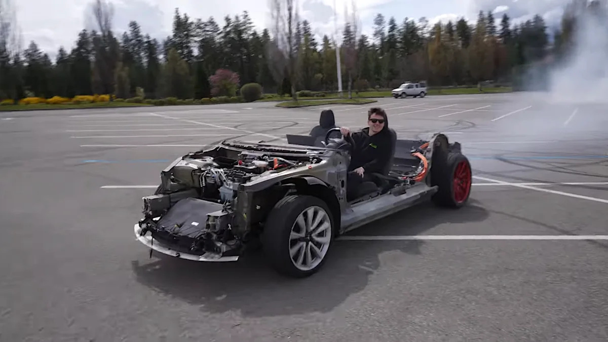 YouTuber converts ‘completely stripped-down’ Tesla into go-kart