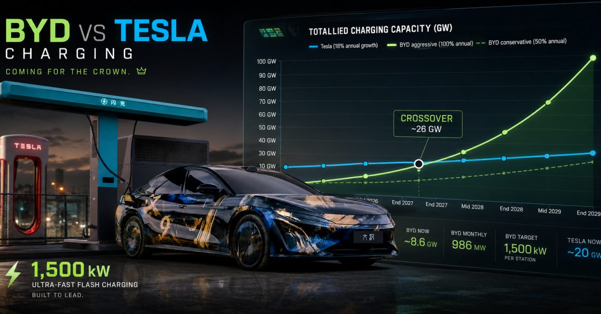 BYD is deploying 2.4x more charging power per month than Tesla BYD is deploying 2.4x more charging power per month than Tesla
