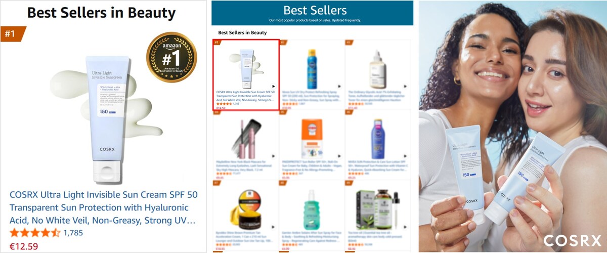 No. 1 on Amazon Germany: COSRX Ultra-Light Invisible Sunscreen SPF50+ PA++++ Tops the German Market No. 1 on Amazon Germany: COSRX Ultra-Light Invisible Sunscreen SPF50+ PA++++ Tops the German Market